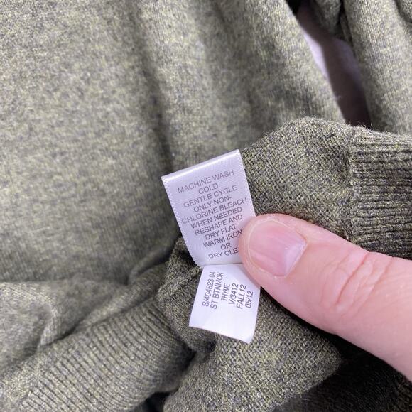 Banana Republic Sweater Mens M Green Mock Neck Cotton Pullover 1/4 Button - Picture 5 of 8